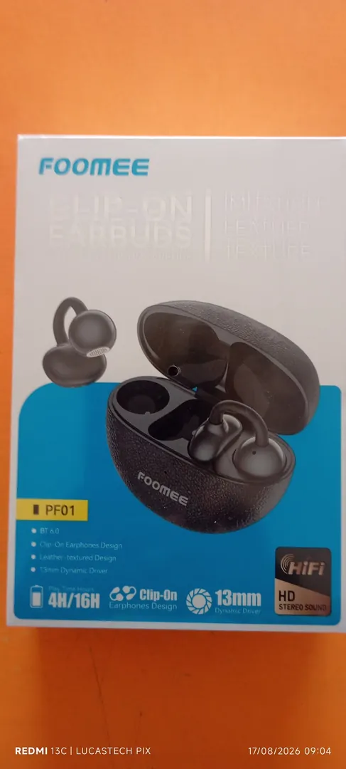 FOOMEE clip on earbuds imitation leather texture
